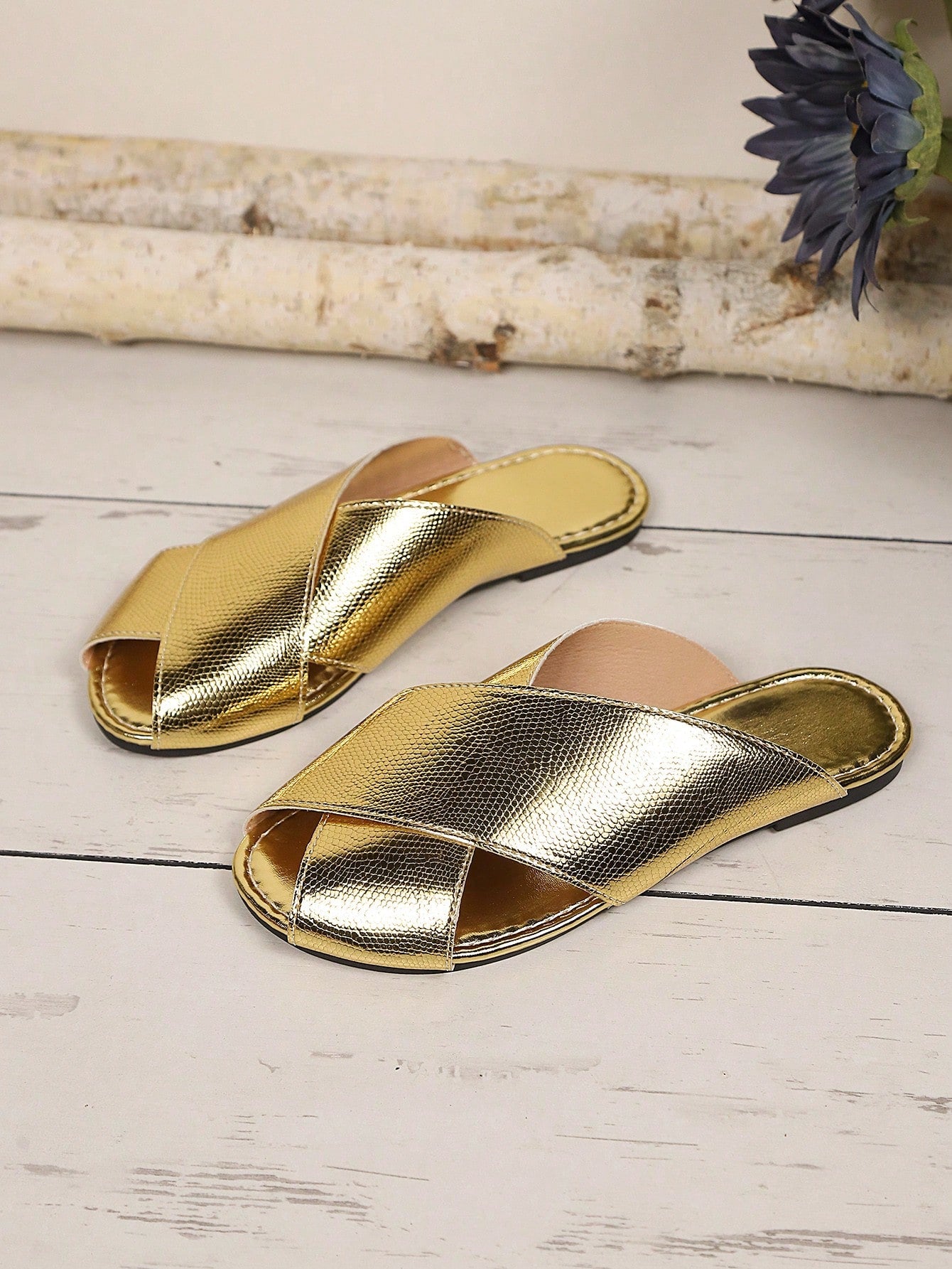 Women's Cross Strap Flat Casual Versatile Slide Sandals