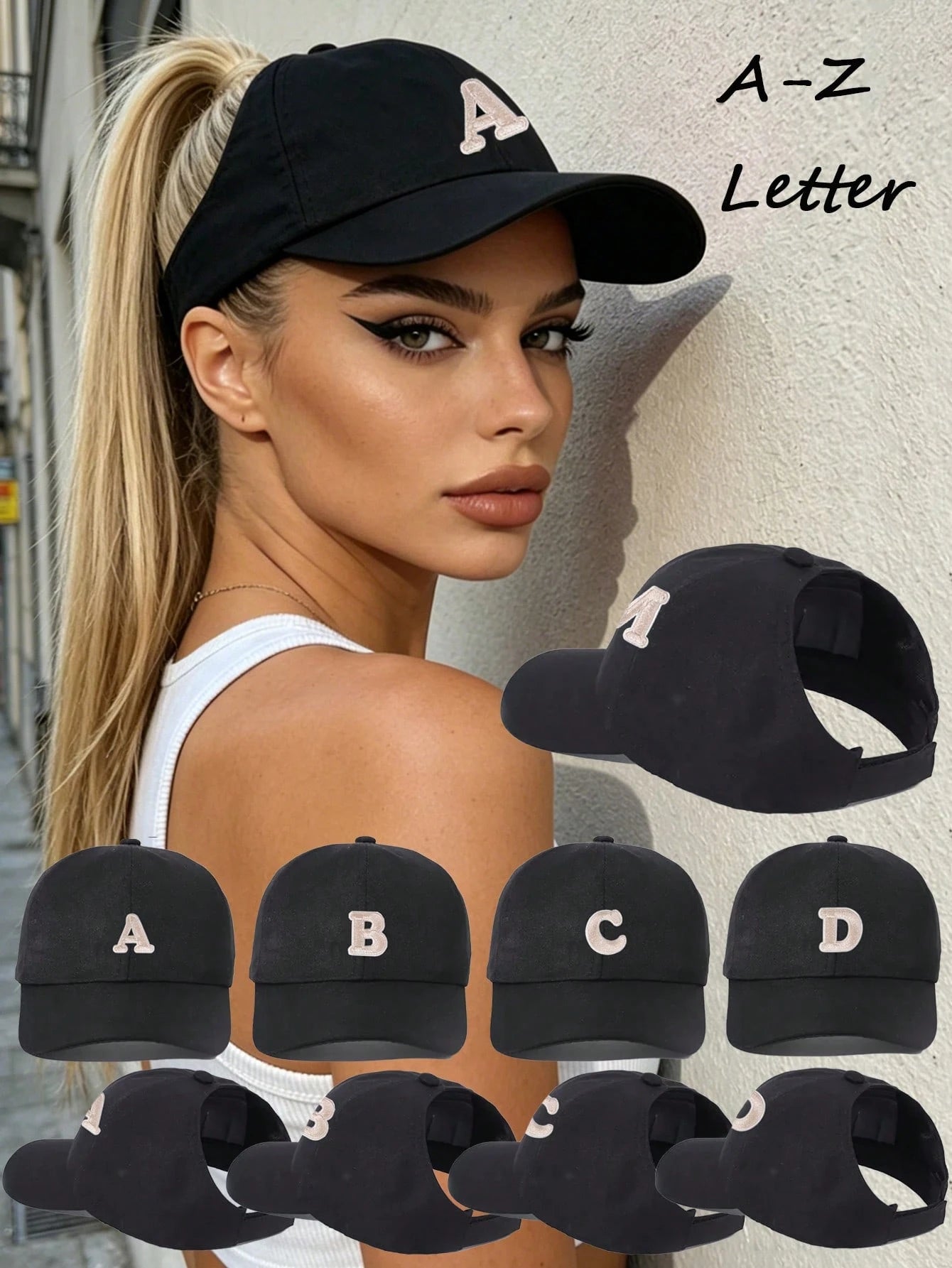 Women's Casual Letter Embroidered Ponytail Baseball Cap