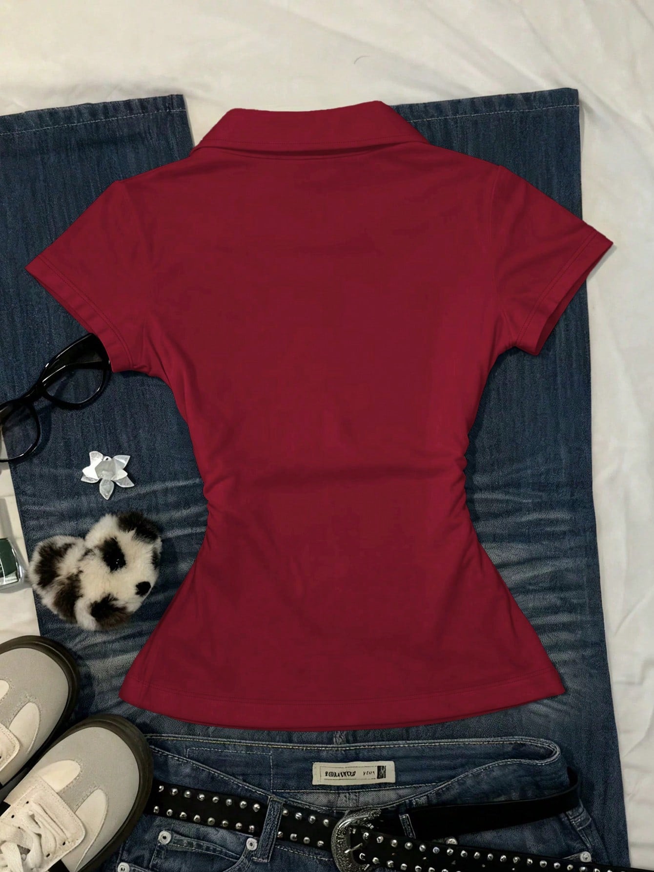 IslaSuriya Women's Casual T-Shirt Letter Print Burgundy