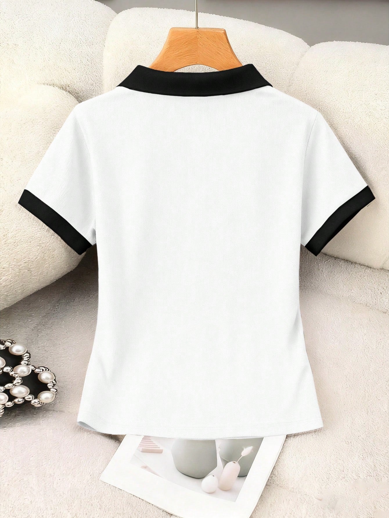 Women's Casual Contrast Color Bear Print Top