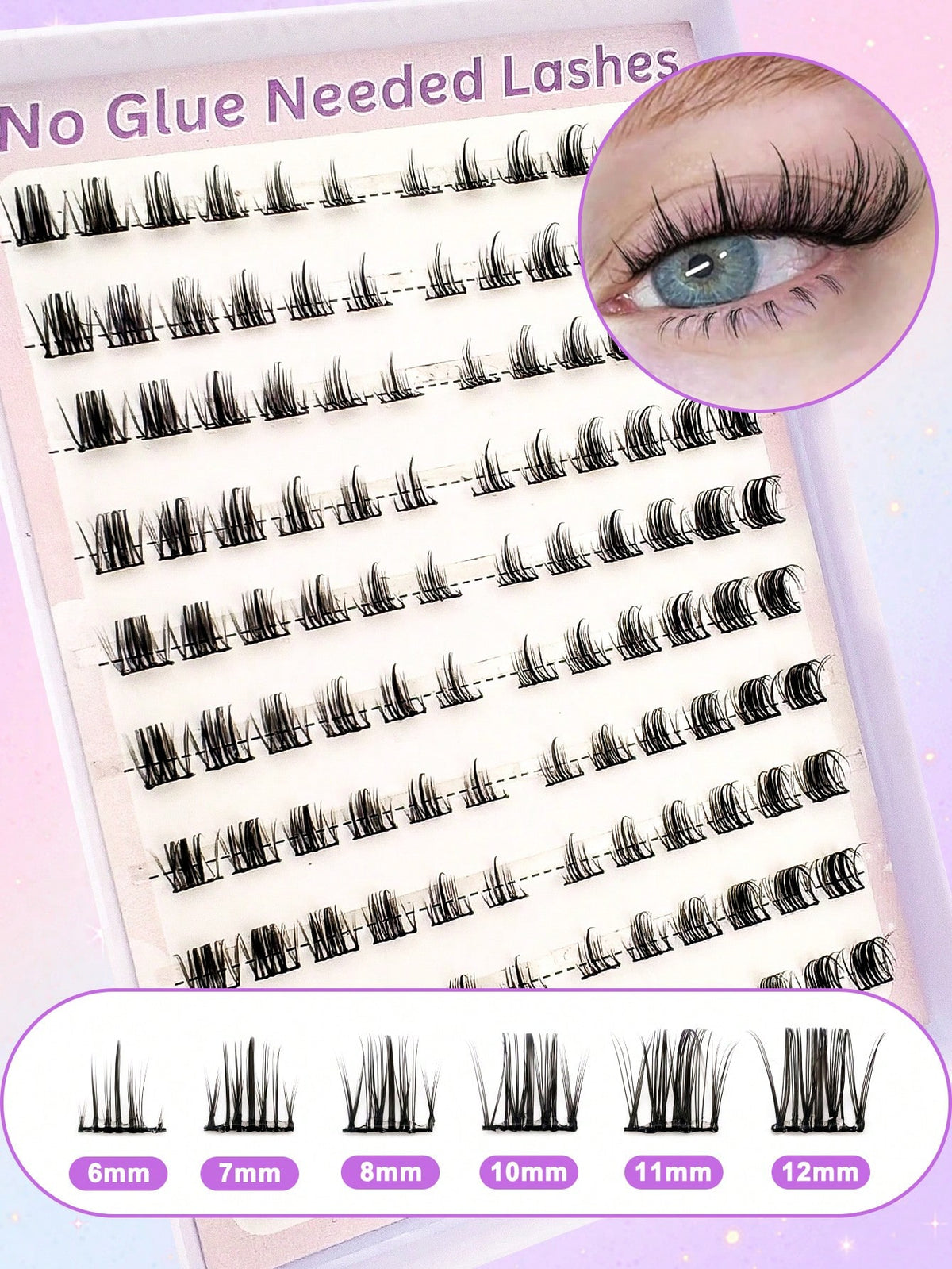 Women's 120-Piece Fluffy Cat Eye Cluster False Eyelashes Set