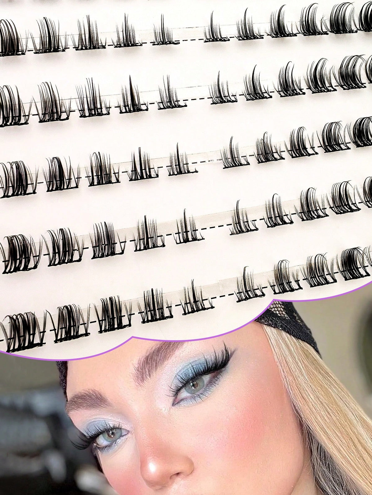 Women's 120-Piece Fluffy Cat Eye Cluster False Eyelashes Set