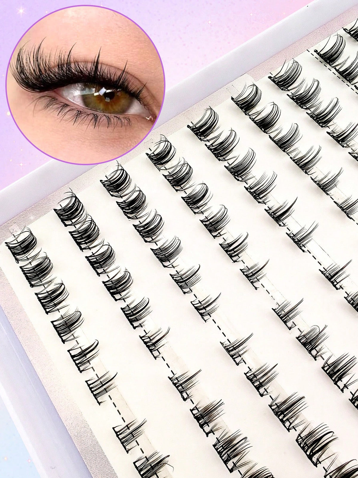 Women's 120-Piece Fluffy Cat Eye Cluster False Eyelashes Set
