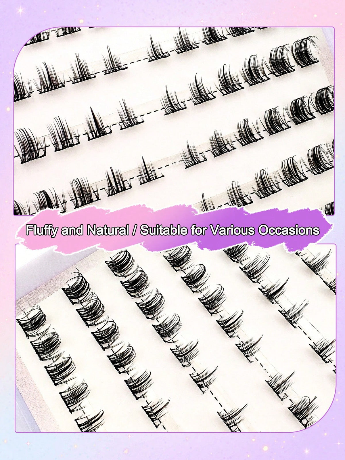 Women's 120-Piece Fluffy Cat Eye Cluster False Eyelashes Set