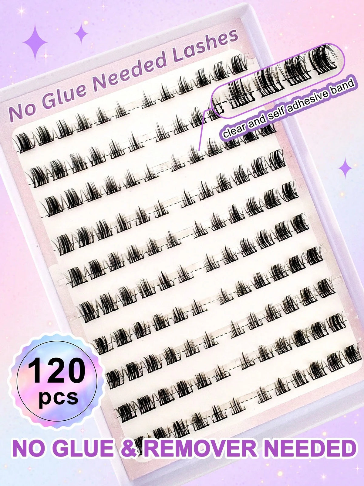 Women's 120-Piece Fluffy Cat Eye Cluster False Eyelashes Set
