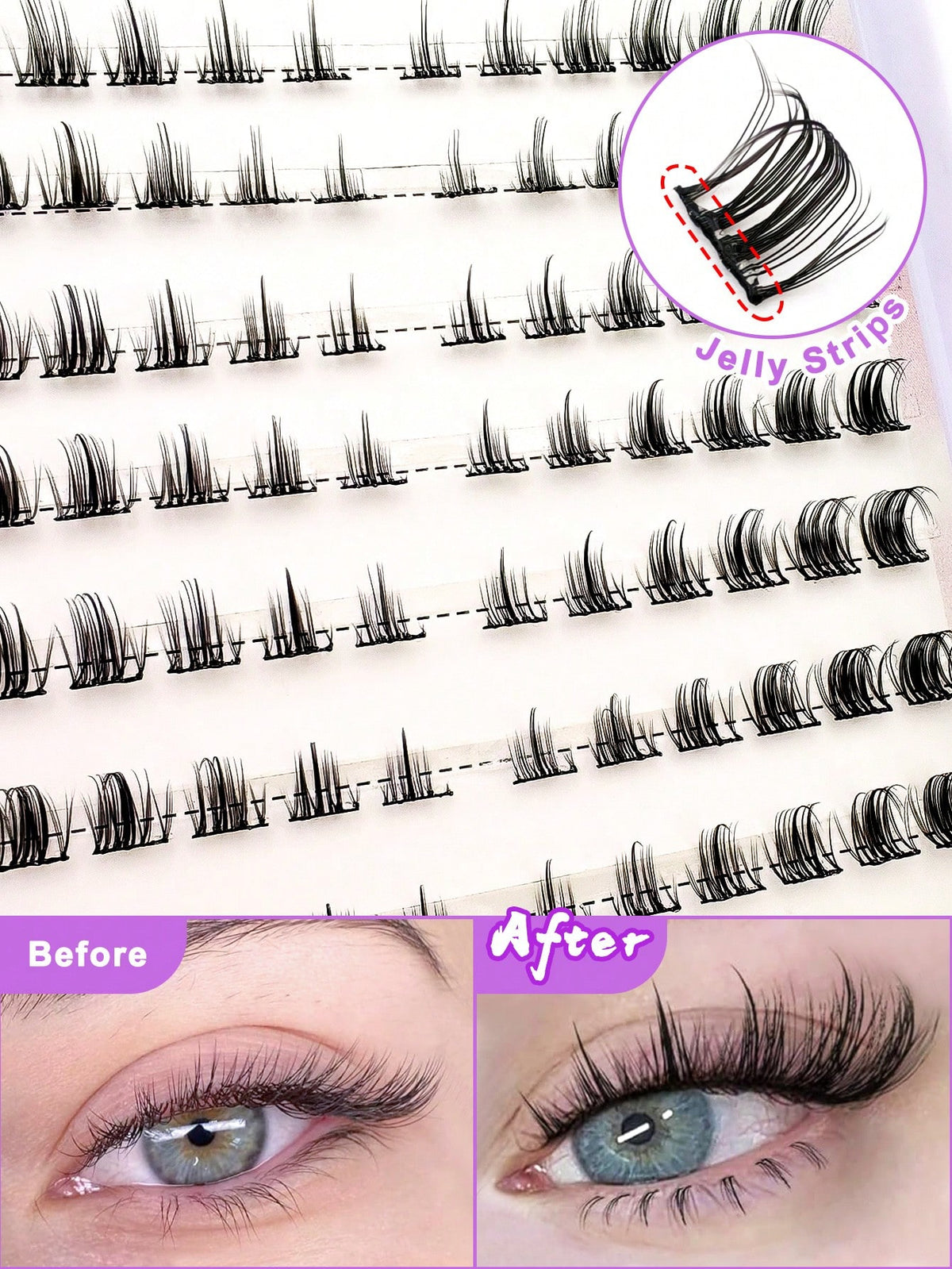Women's 120-Piece Fluffy Cat Eye Cluster False Eyelashes Set