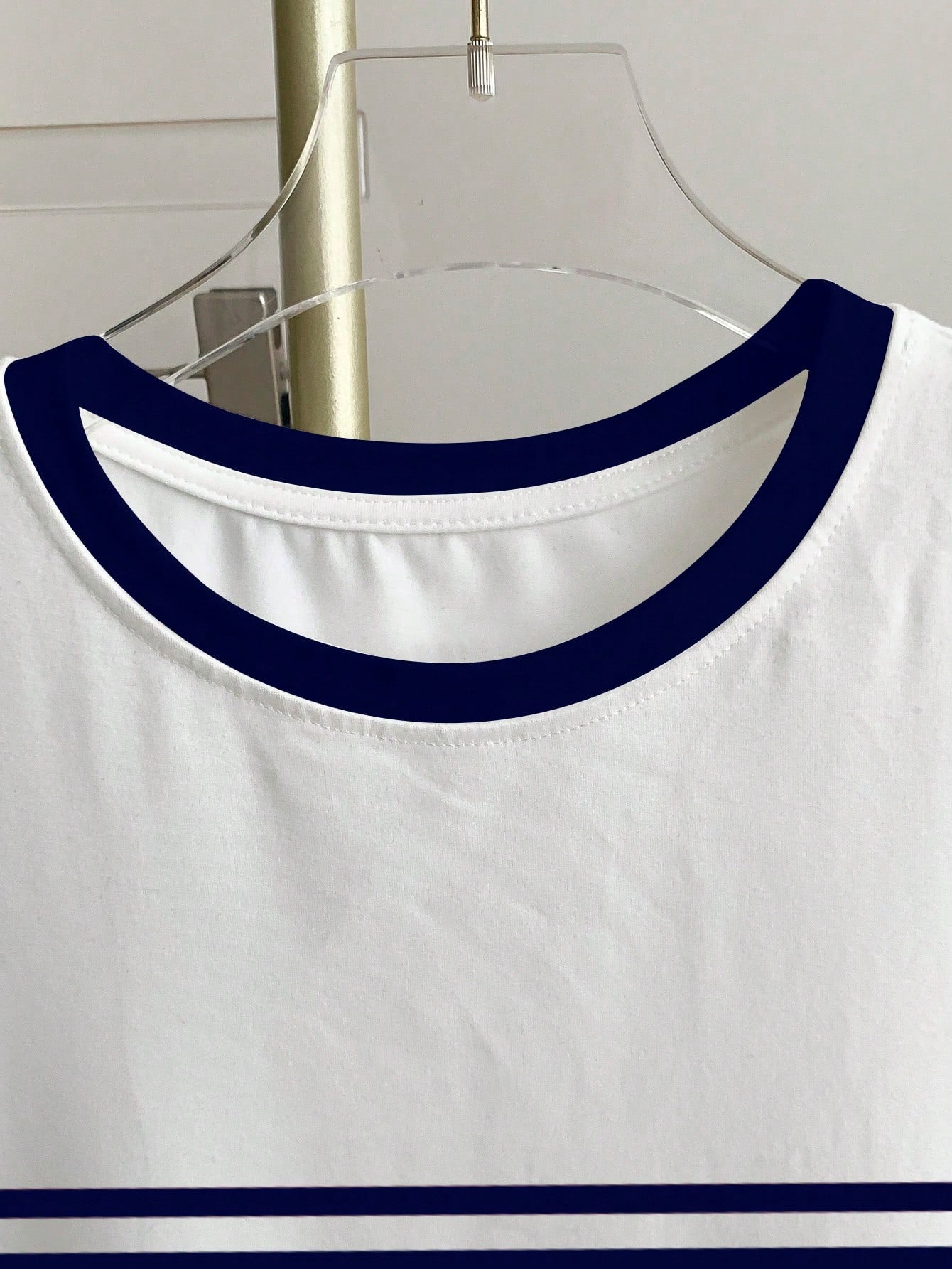 Women's Casual Contrast Trim Striped Short Sleeve T-Shirt