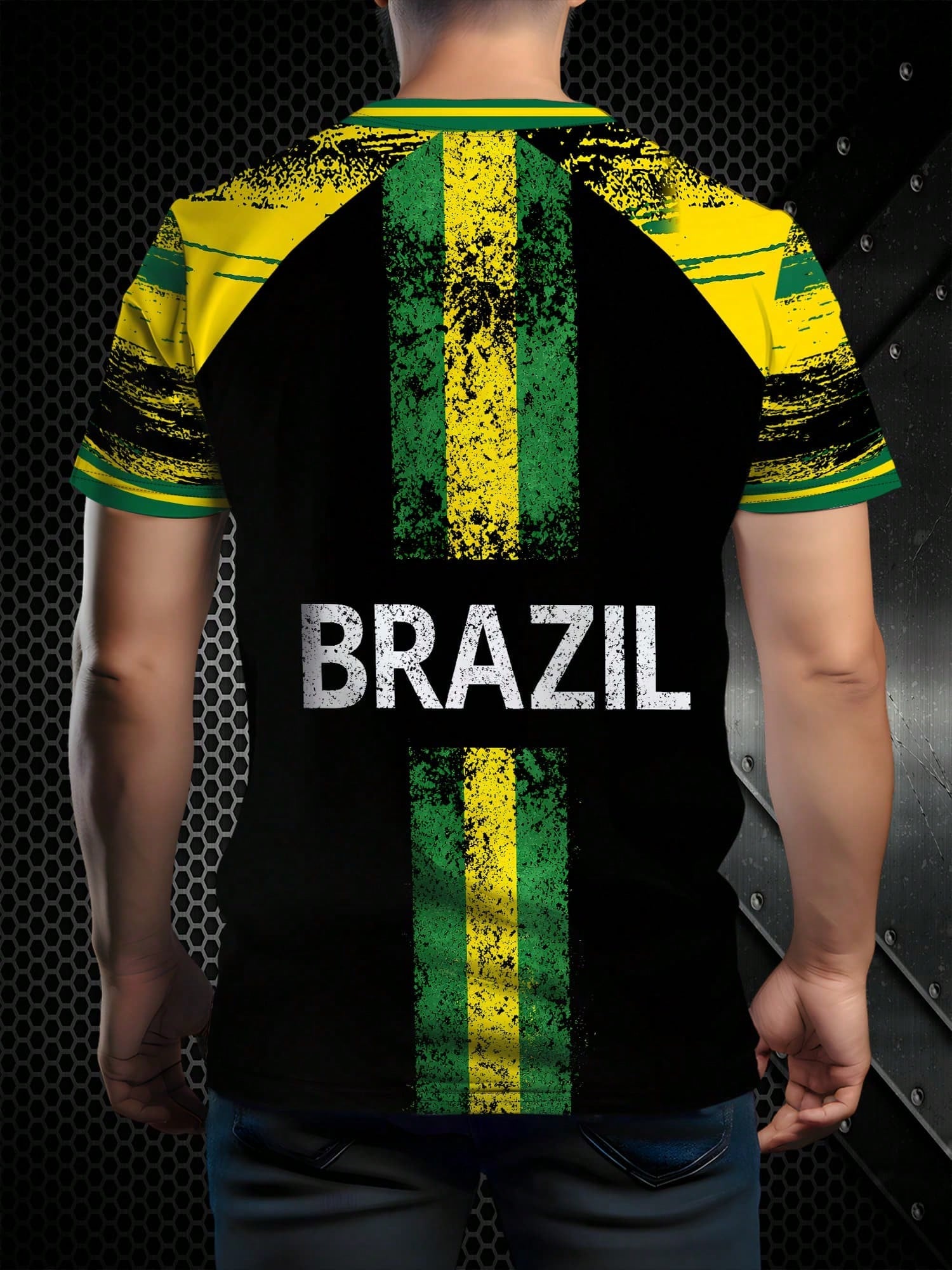 Men's Casual Brazil Vintage Crew Neck Short Sleeve T-Shirt