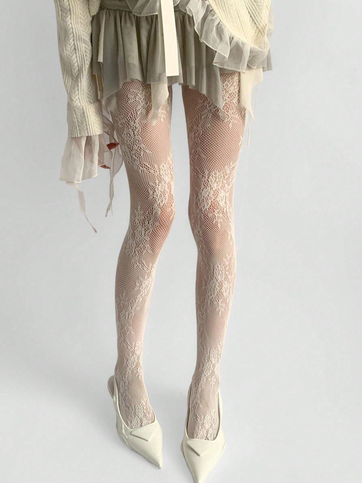 Women's Vintage Floral Lace Sheer Mesh Tights