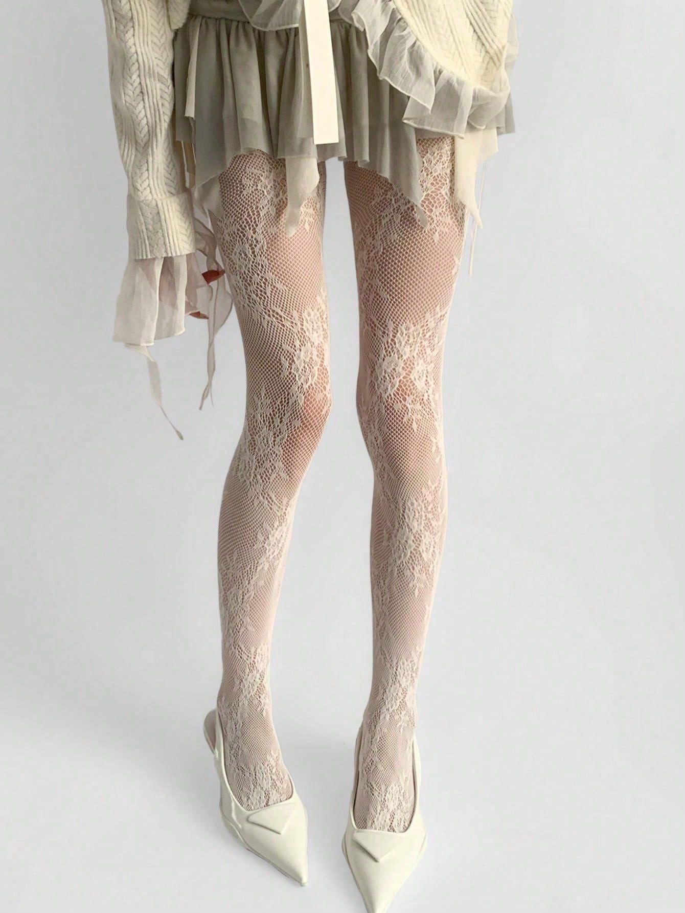 Women's Vintage Floral Lace Sheer Mesh Tights