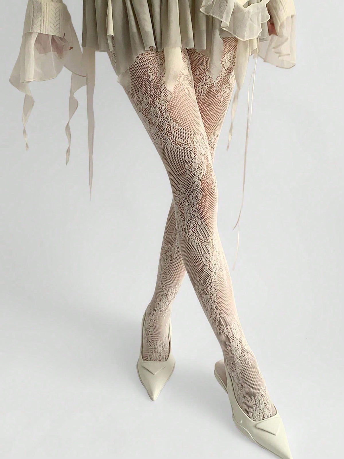 Women's Vintage Floral Lace Sheer Mesh Tights