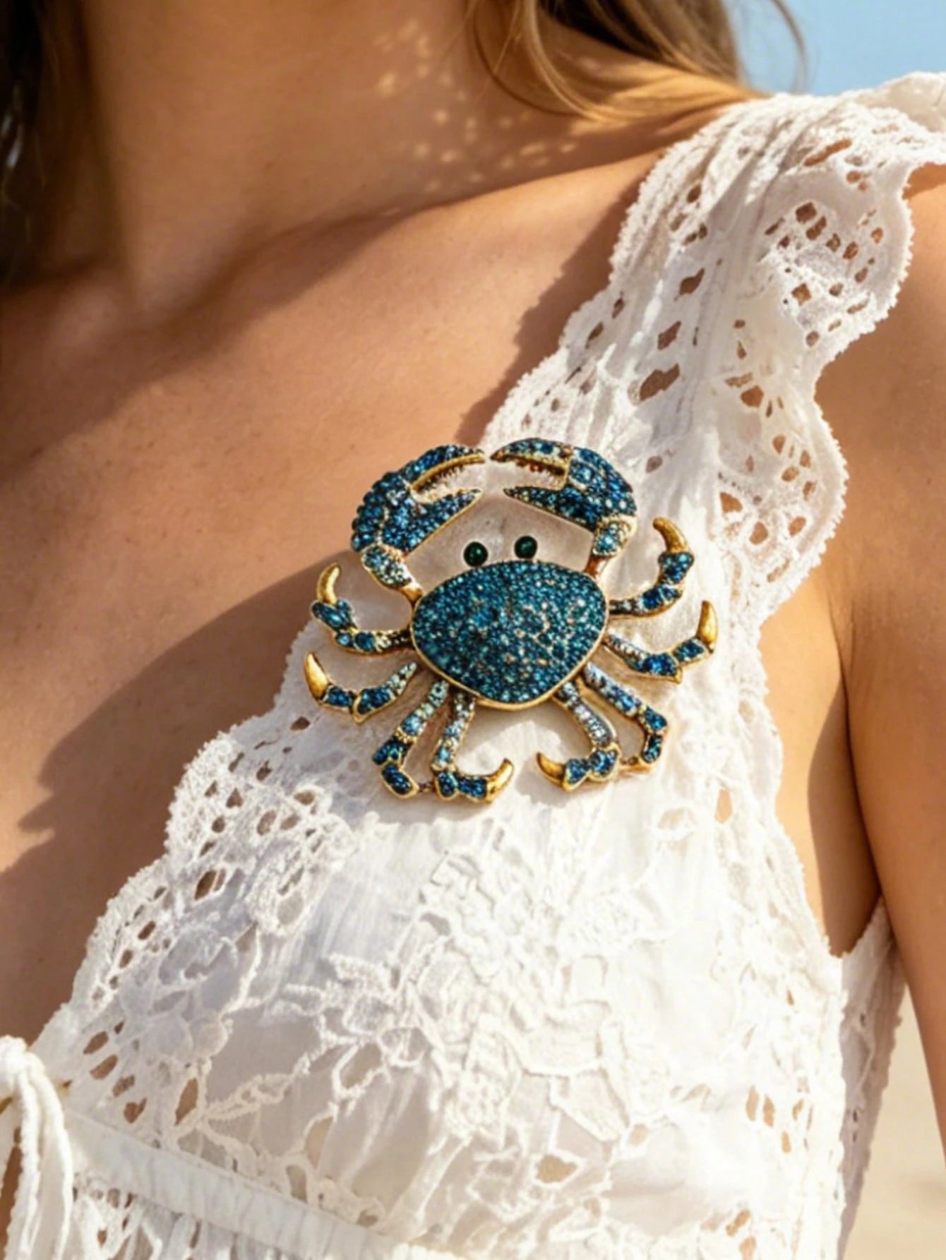 Women's Rhinestone Crab Brooch Casual Versatile Pin