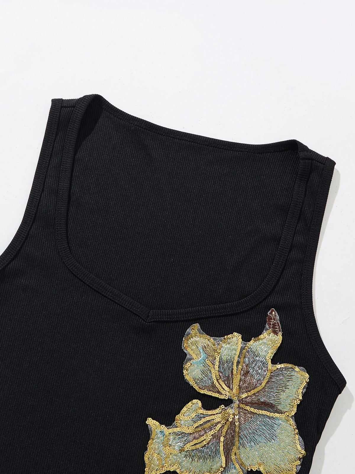 Women's French Retro Floral Sequin Embroidered Tank Top