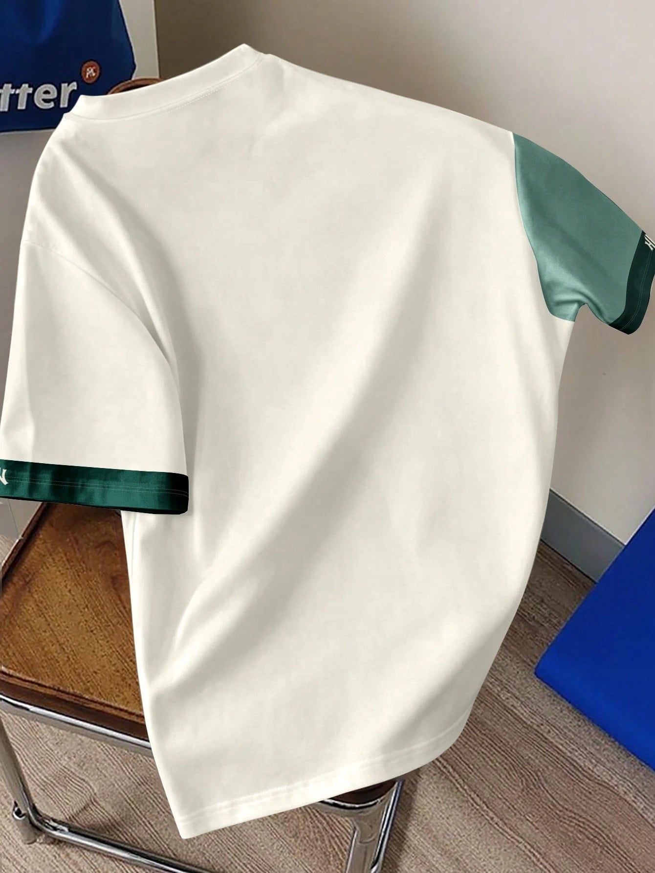 Men's Casual Colorblock Letter H Print Round Neck Short Sleeve T-Shirt