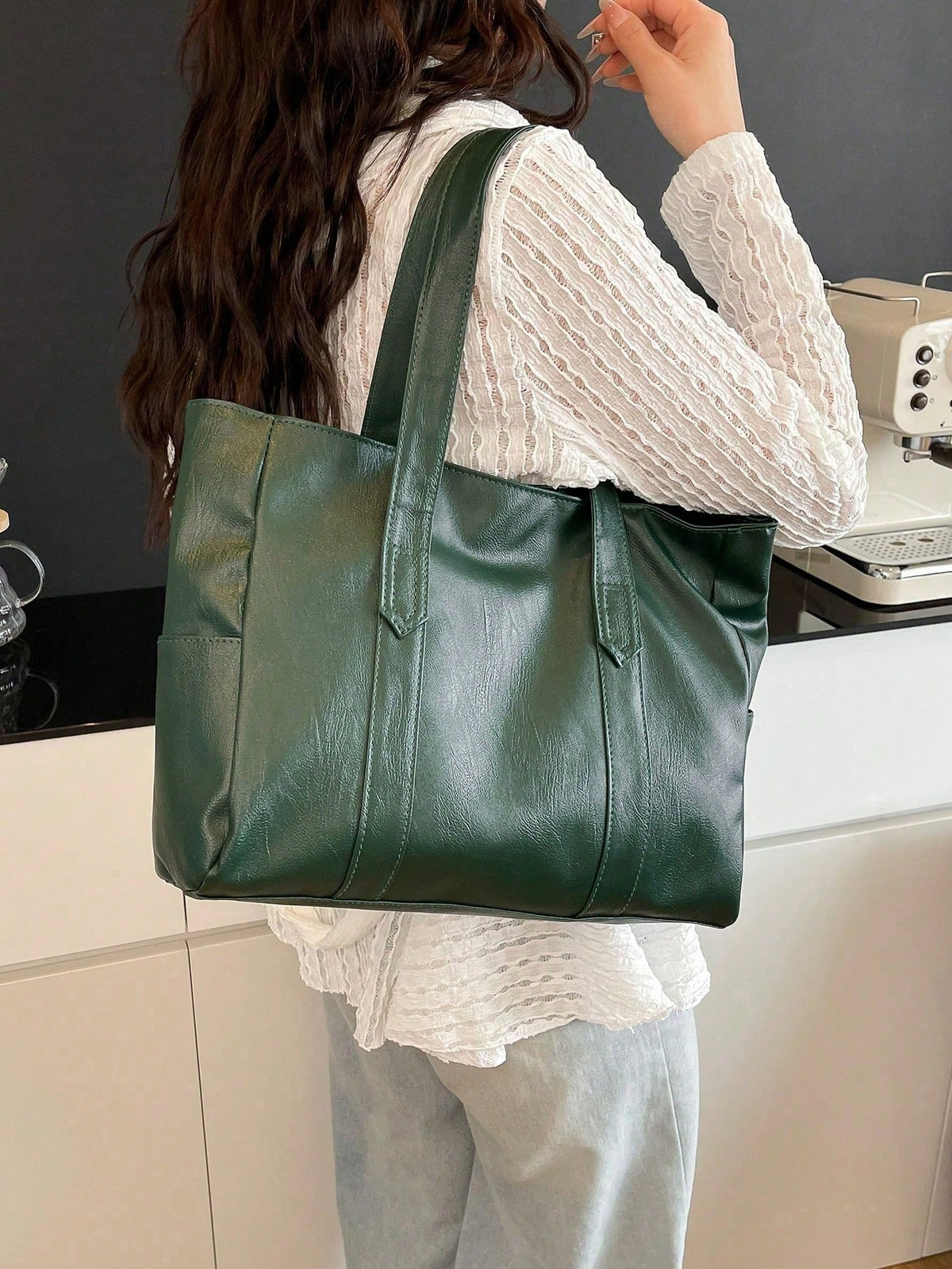 Women's Minimalist Large Capacity PU Leather Tote Bag