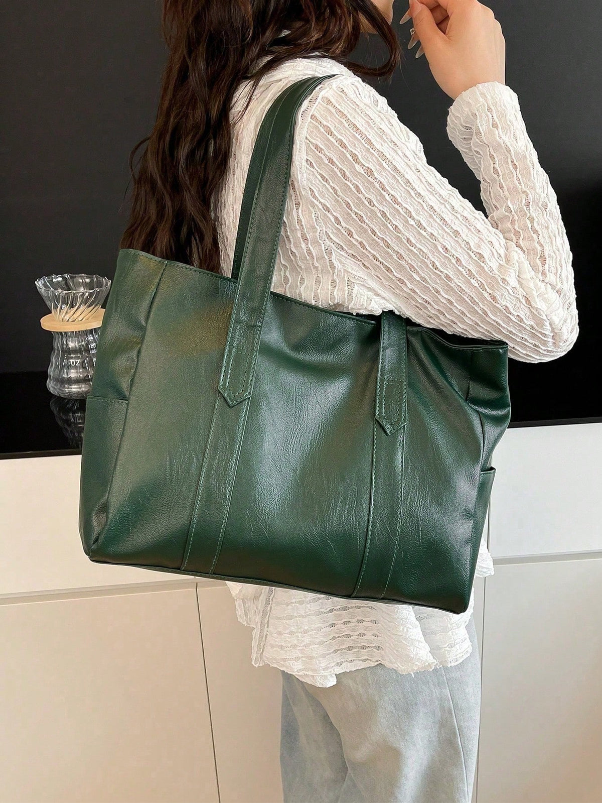 Women's Minimalist Large Capacity PU Leather Tote Bag