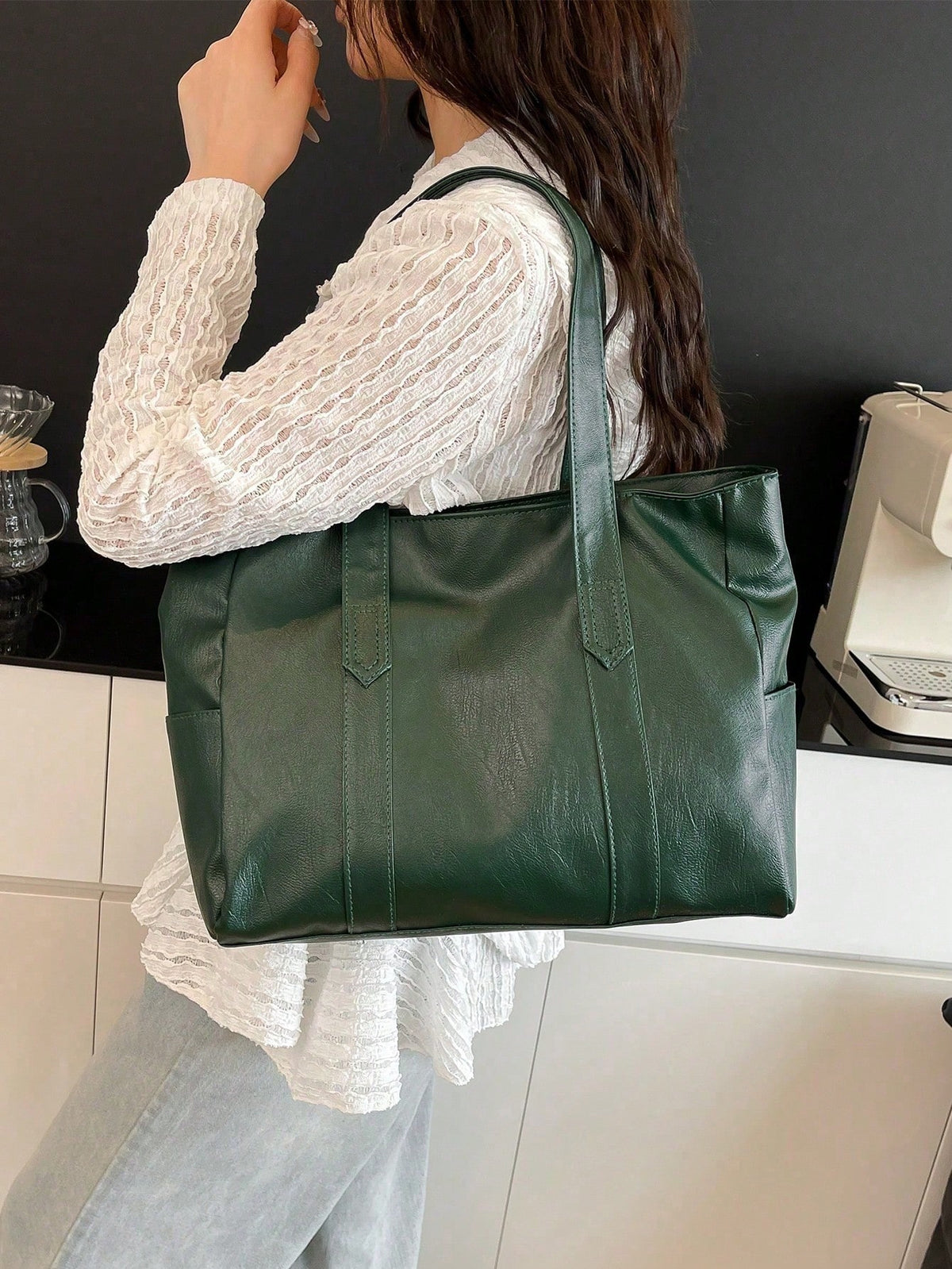 Women's Minimalist Large Capacity PU Leather Tote Bag
