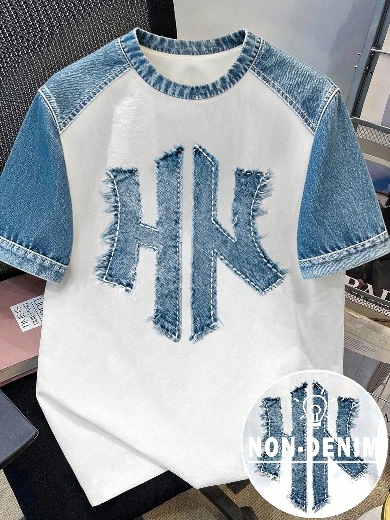 Men's Casual Letter Print Contrast Short Sleeve T-Shirt