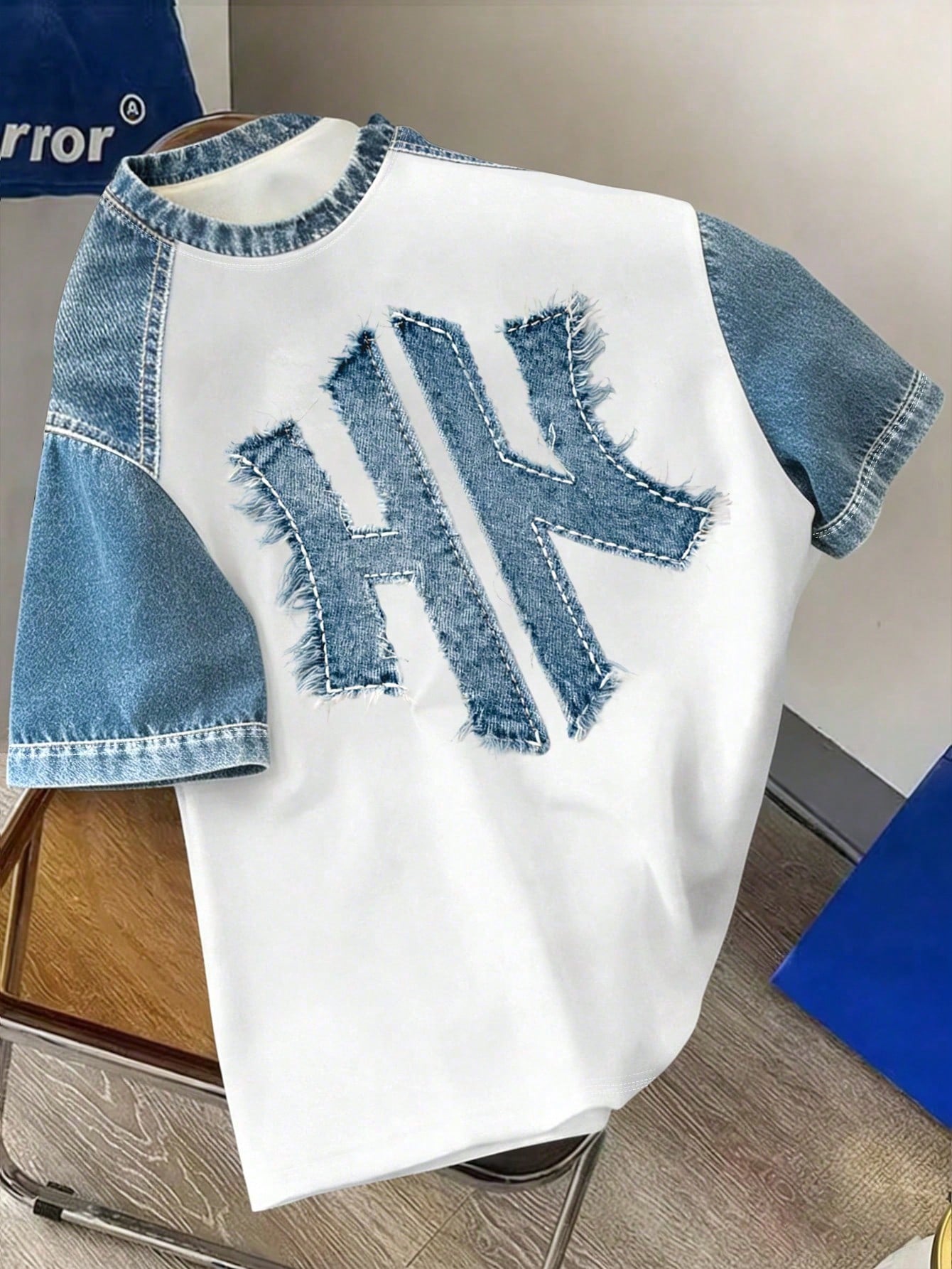 Men's Casual Letter Print Contrast Short Sleeve T-Shirt