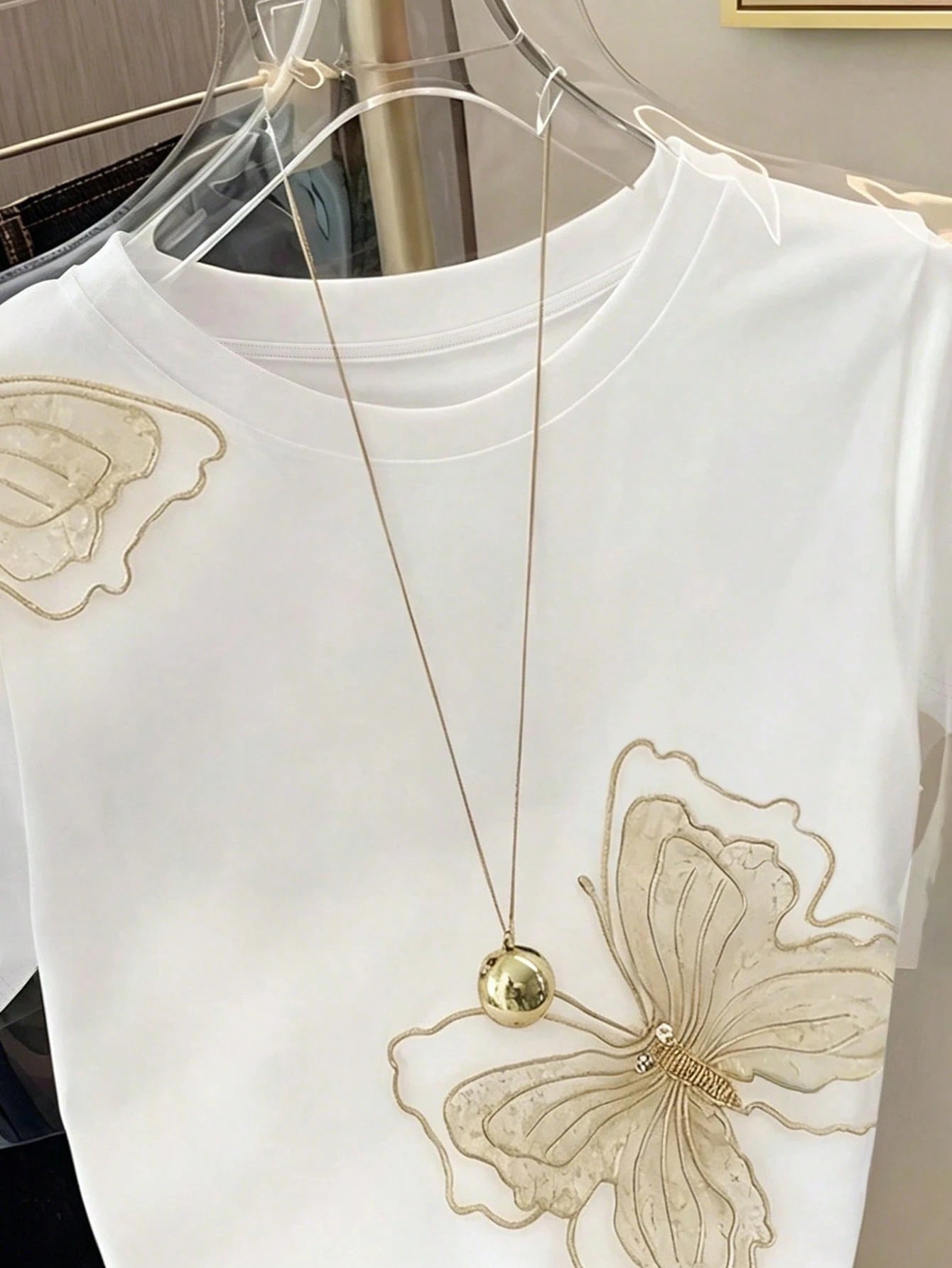 Women's 3D Butterfly Print Round Neck Short Sleeve T-Shirt