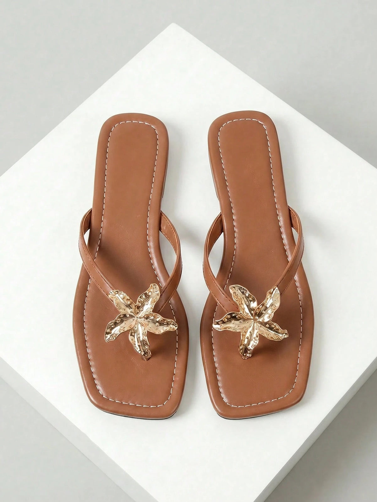 Women's Square Toe Casual Beach Flat Flip Flop Sandals