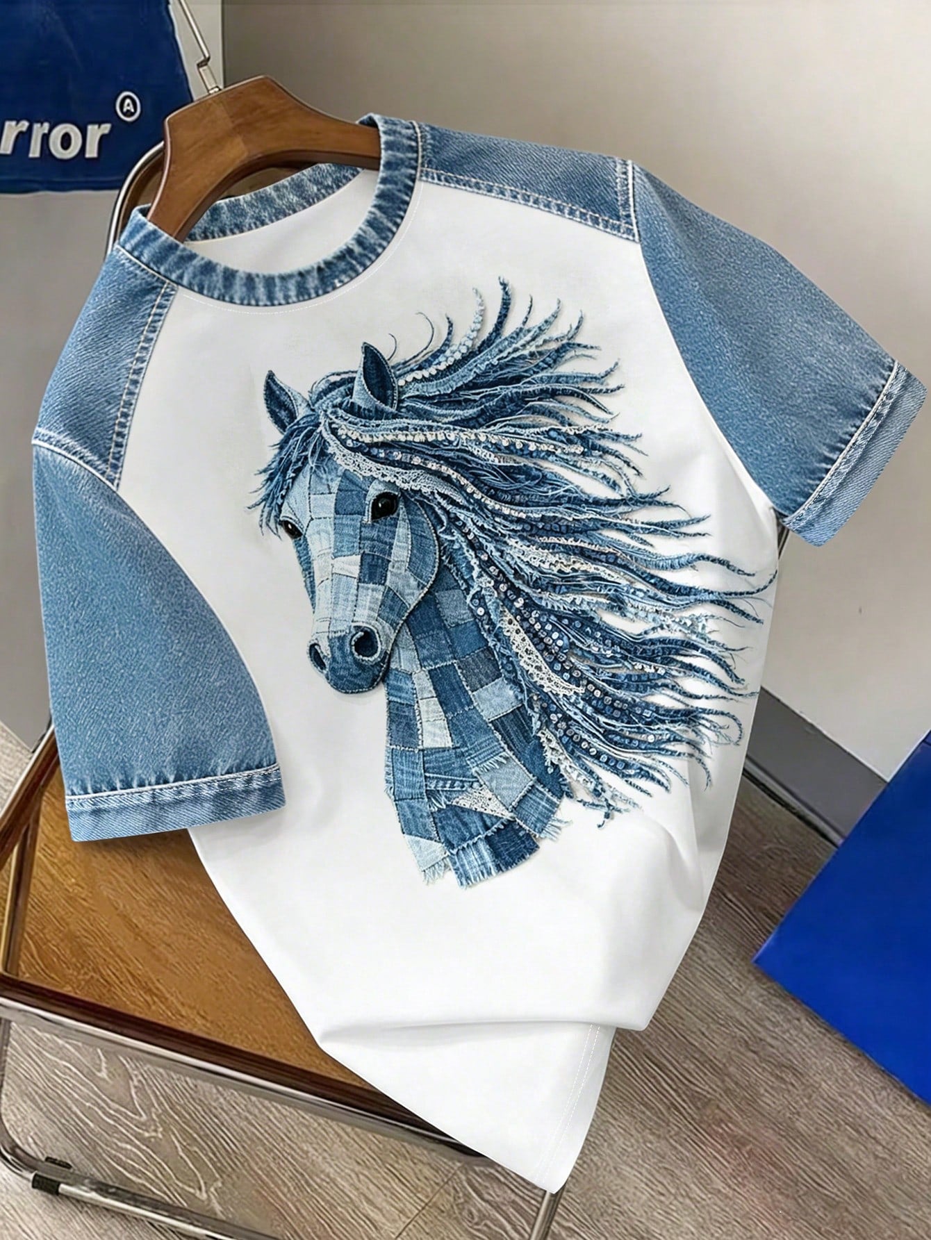Manfinity Joysei Men's Patchwork Horse Print T-Shirt White