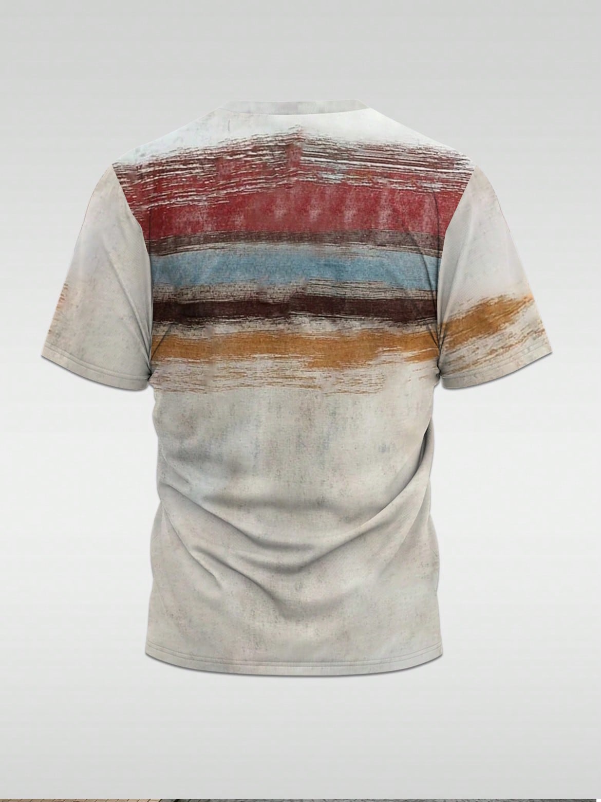 Men's Vintage Print Retro Striped V-Neck Short Sleeve T-Shirt
