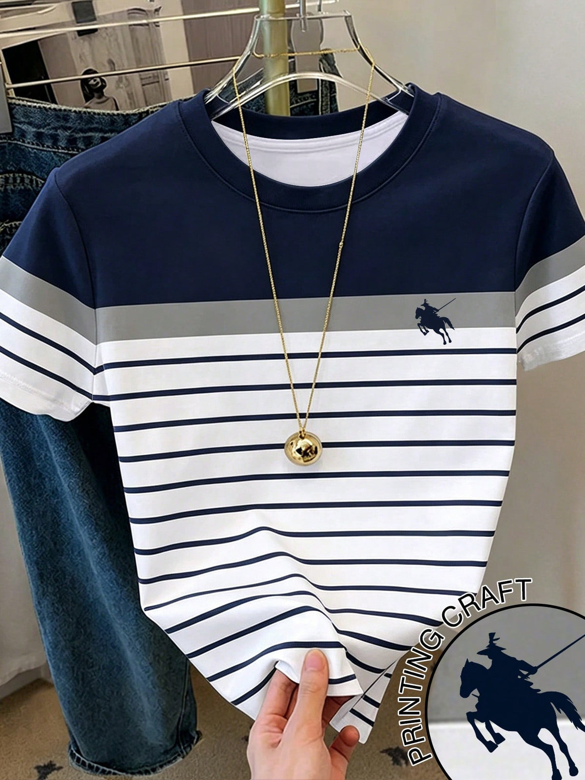 Women's Color Block Striped Round Neck Short Sleeve T-Shirt