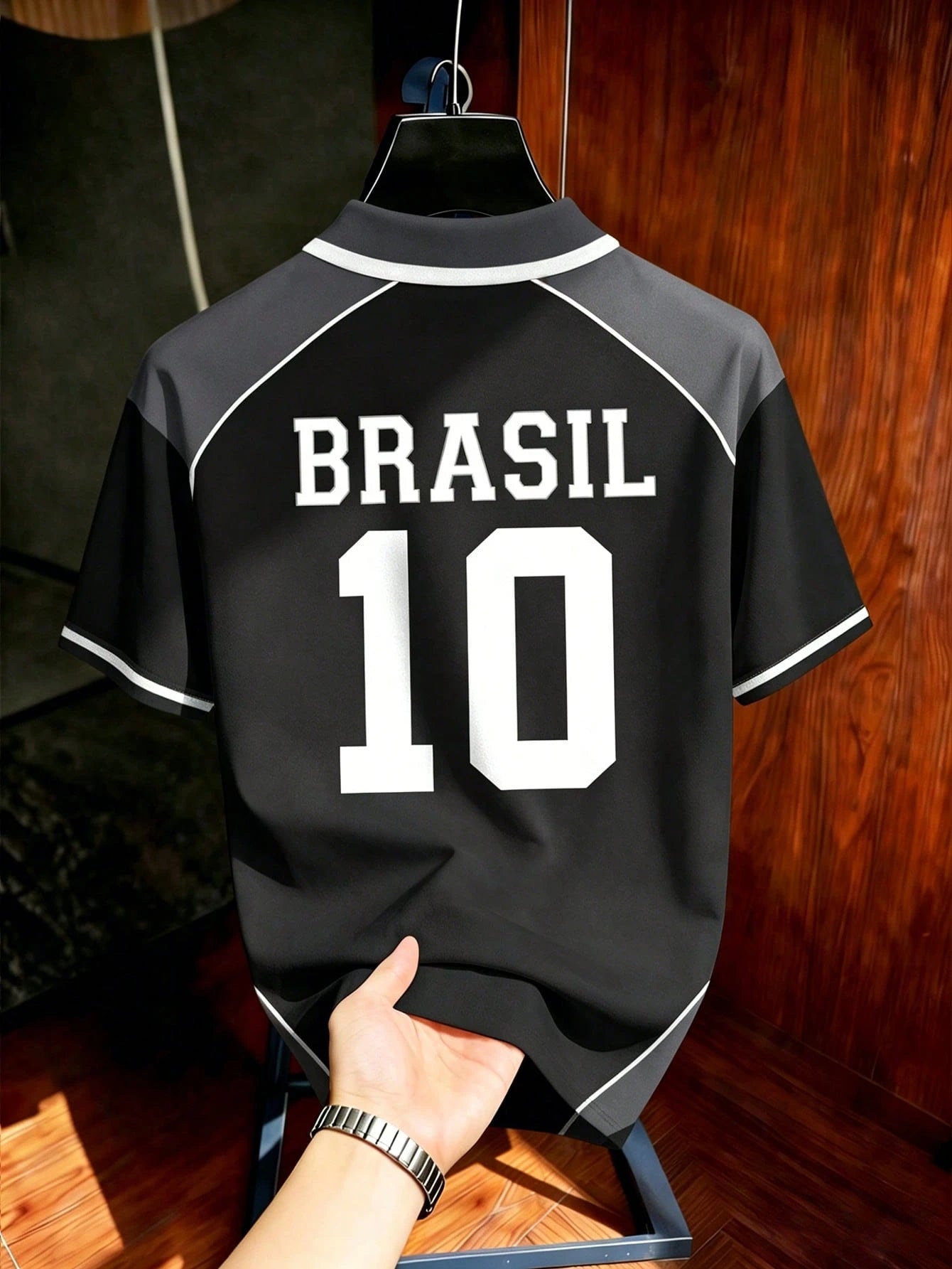 Retro Brazil Team Colorblock Polo Shirt Men's Knit Short Sleeve
