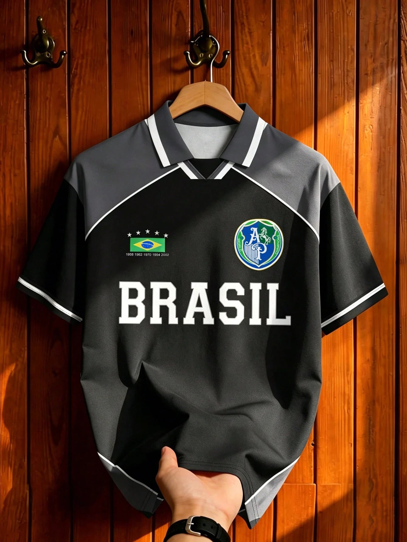 Retro Brazil Team Colorblock Polo Shirt Men's Knit Short Sleeve