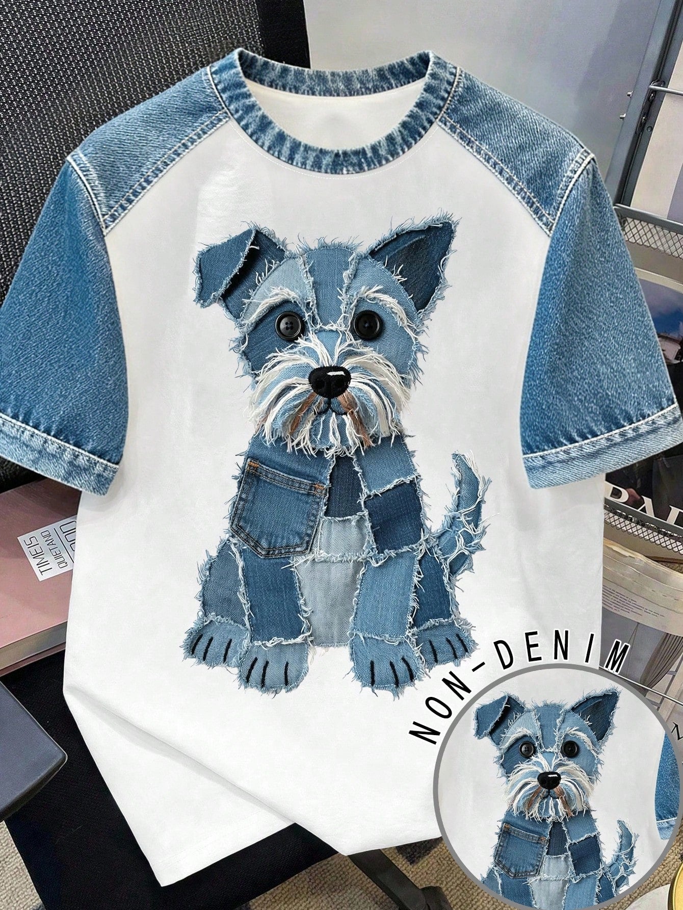 Men's Casual Dog Print Round Neck Short Sleeve T-Shirt