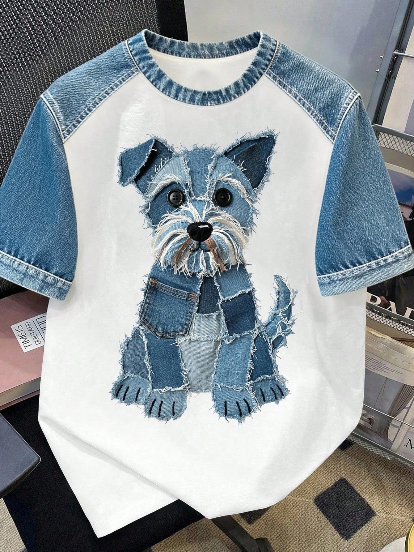 Men's Casual Dog Print Round Neck Short Sleeve T-Shirt