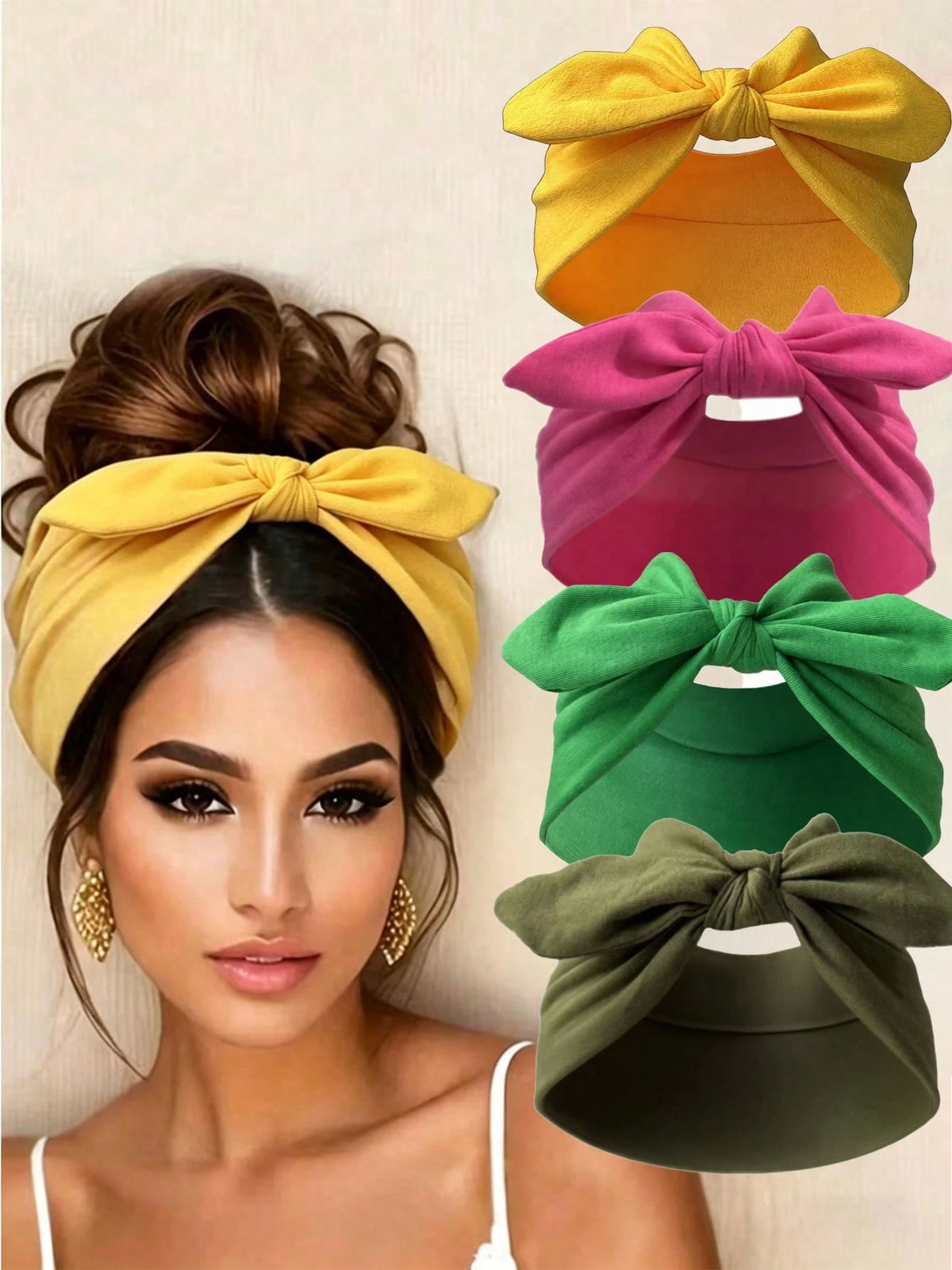 Women's Elastic Knotted Bow Rabbit Ear Headband Set