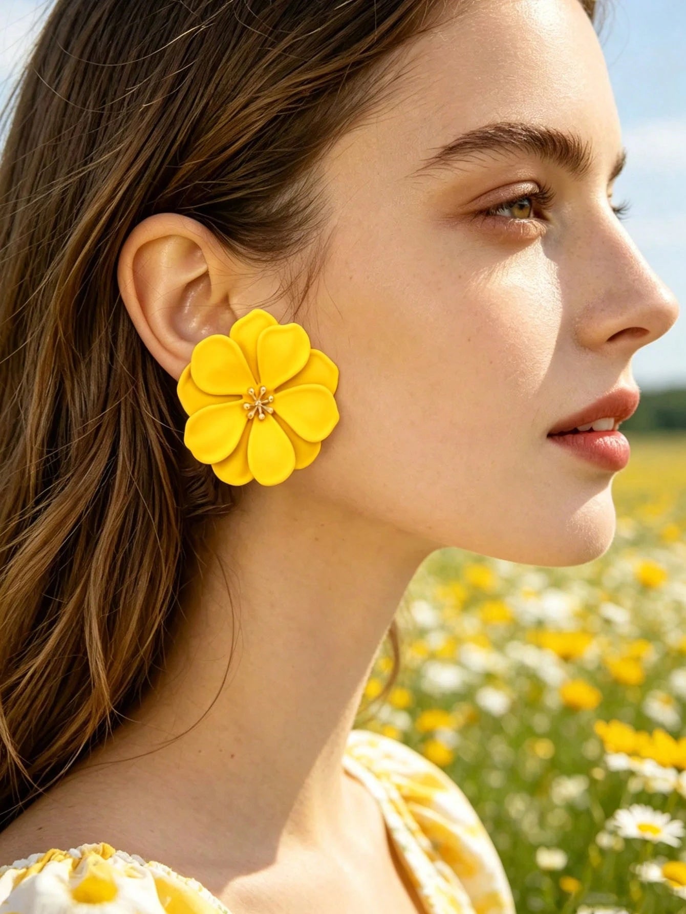 Women's Bohemian Colorful Metal Flower Stud Earring Set Multicolor