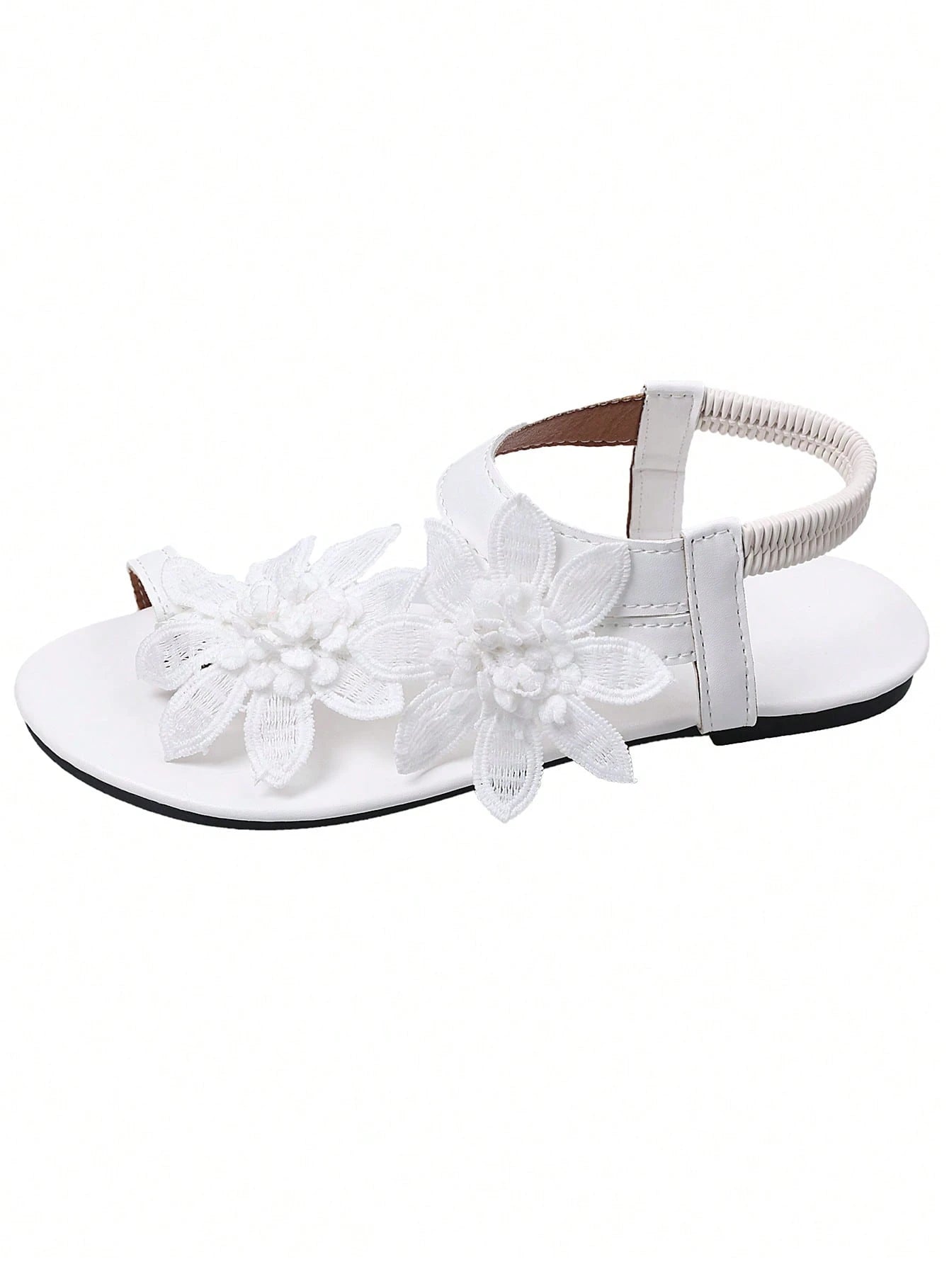Women's Lace Flower Decor Elastic Back Strap Flat Sweet Sandals