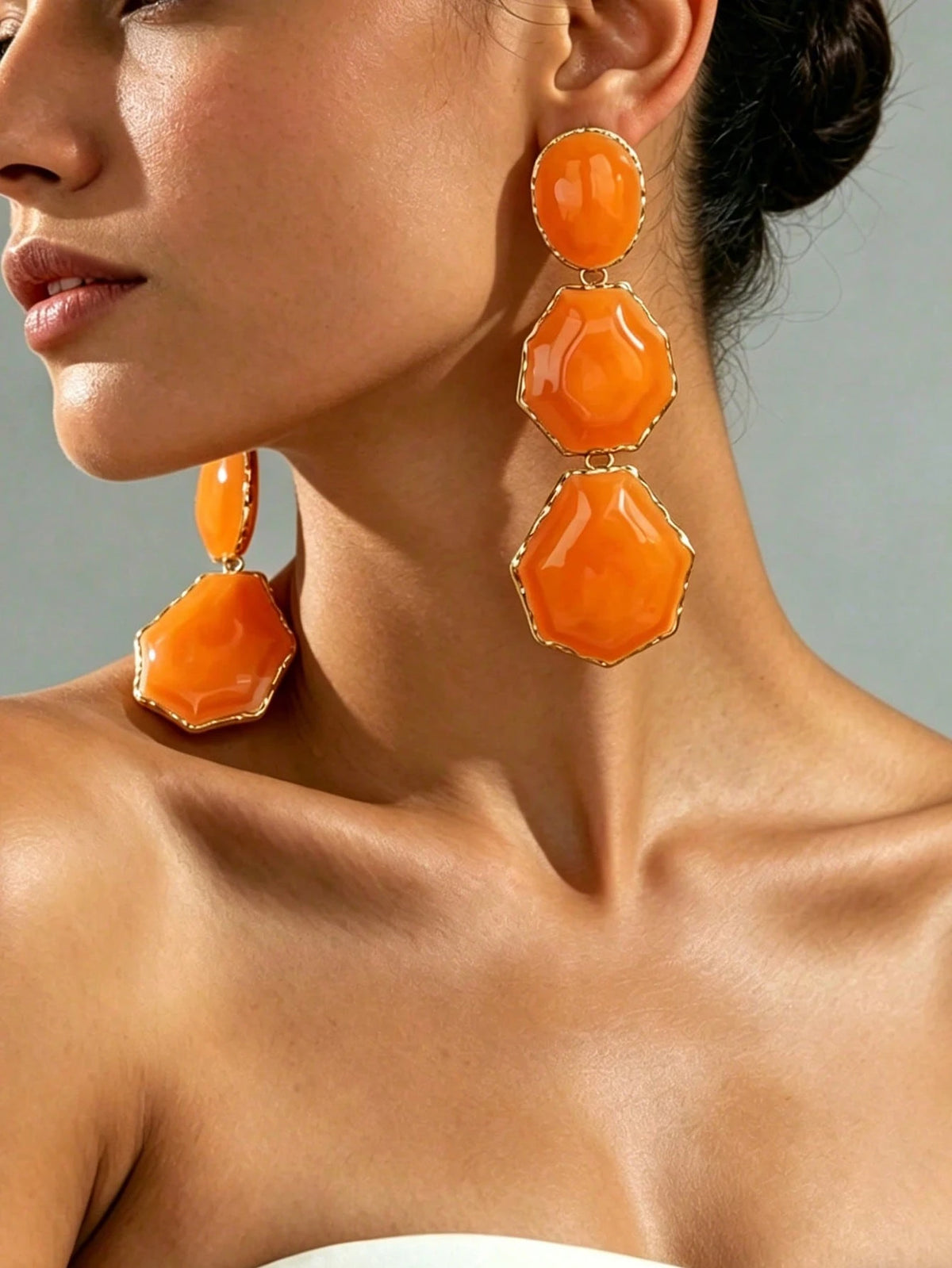 Women's Asymmetrical Enamel Teardrop Dangle Earrings