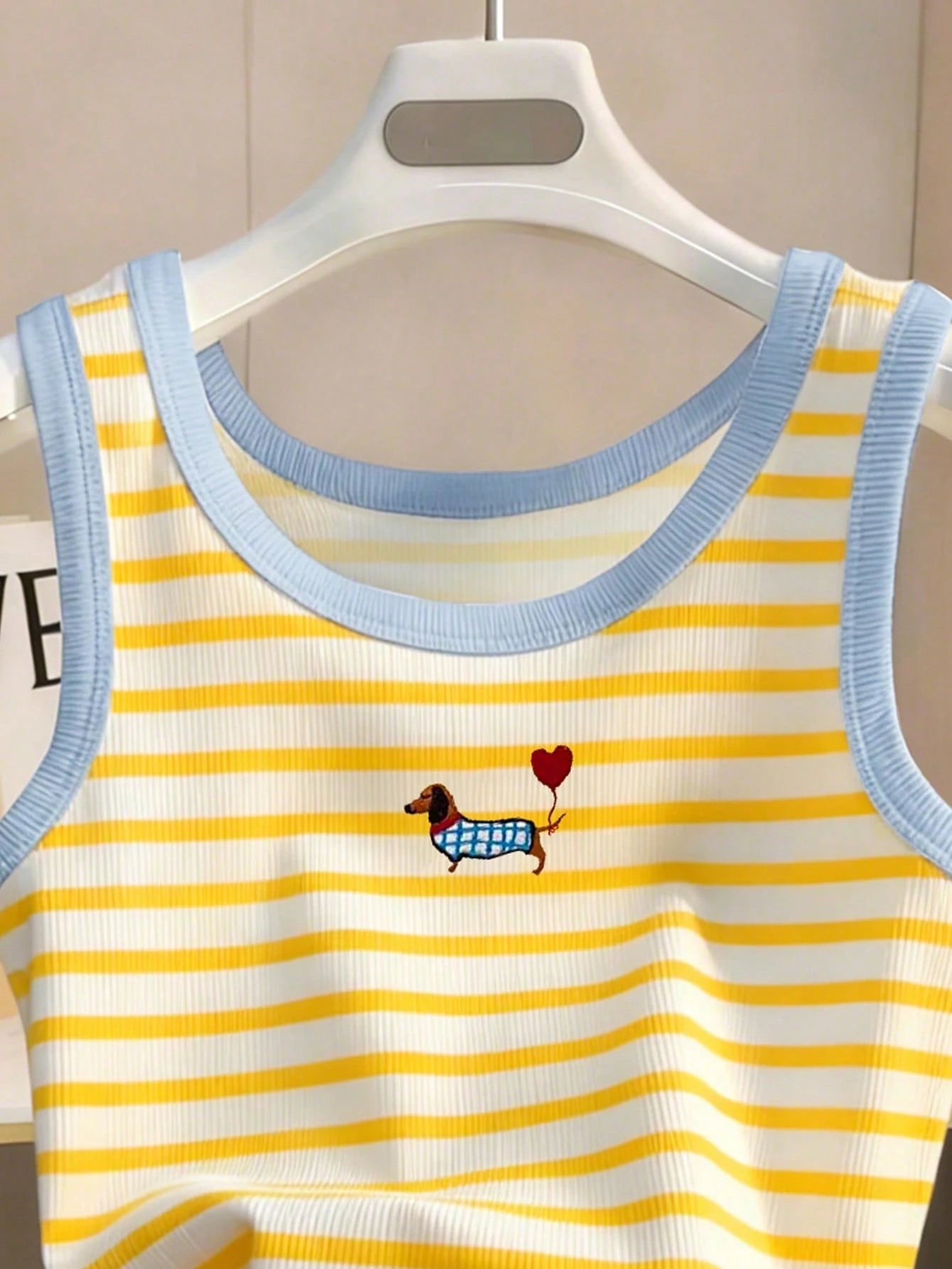 Women's Striped Dachshund Print Casual Summer Tank Top