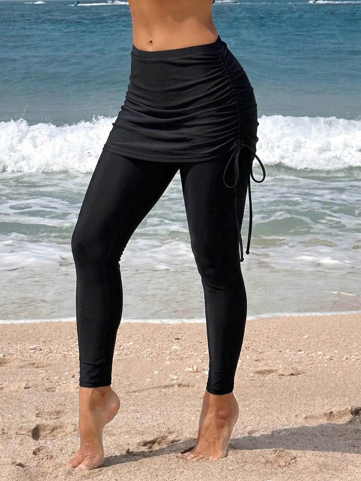 Women's Ruched High Waist Swim Skirt Leggings