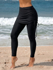 Women's Ruched High Waist Swim Skirt Leggings