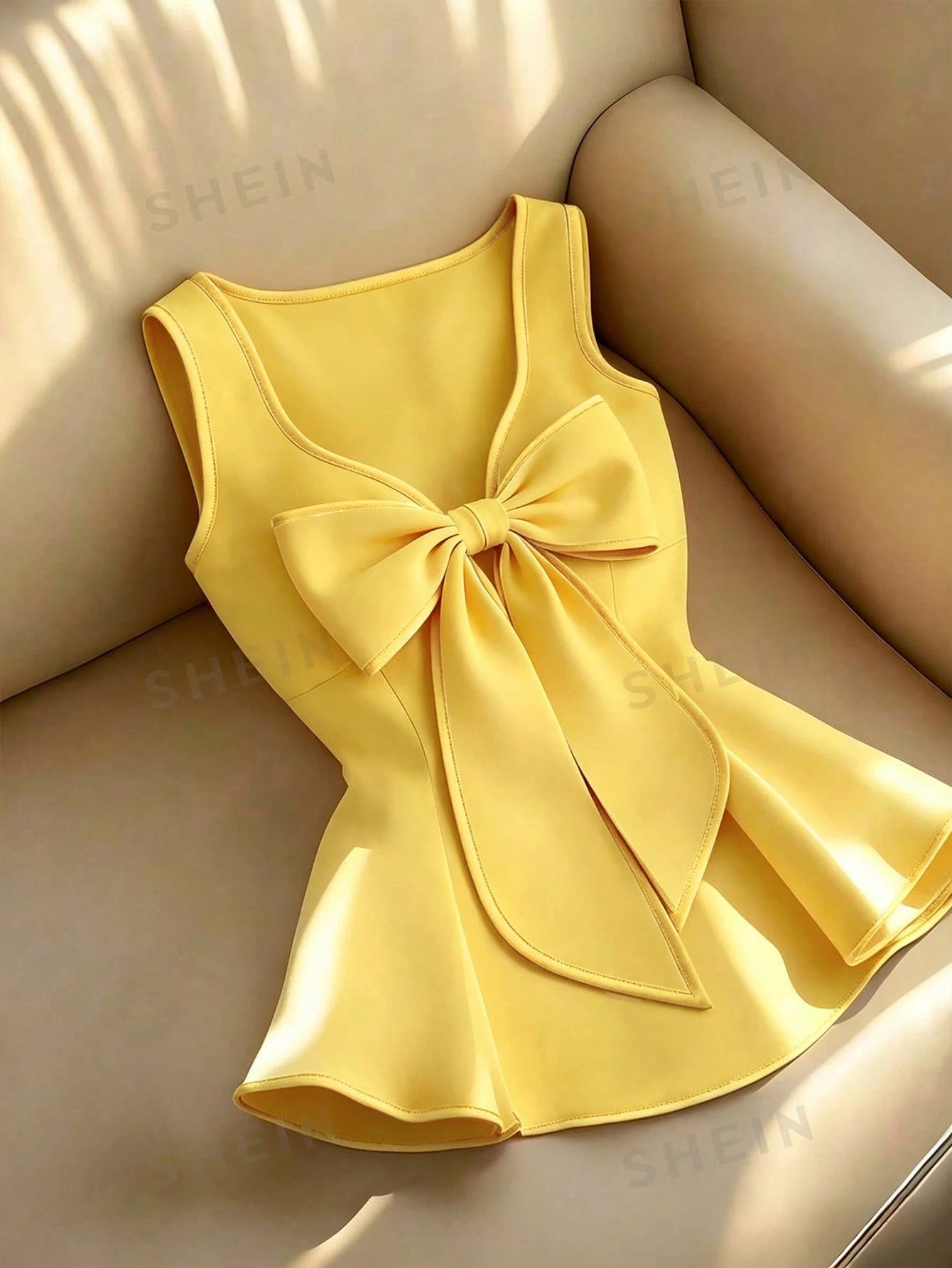 Women's Casual Solid Color Bow Decor Sleeveless Tank Top