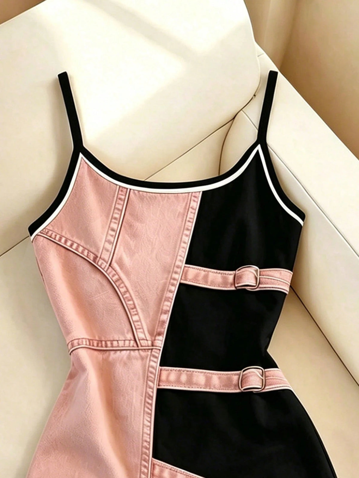 Women's Denim Effect Print Camisole Bodycon Mini Dress