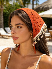 Women's Starfish Shell Decor Hollow Knit Triangle Headscarf