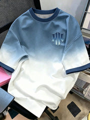 Manfinity Joysei Men's Blue-White Gradient Logo Graphic Tee