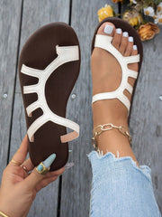 Women's Hollow Out Flat Slide Sandals Hook and Loop