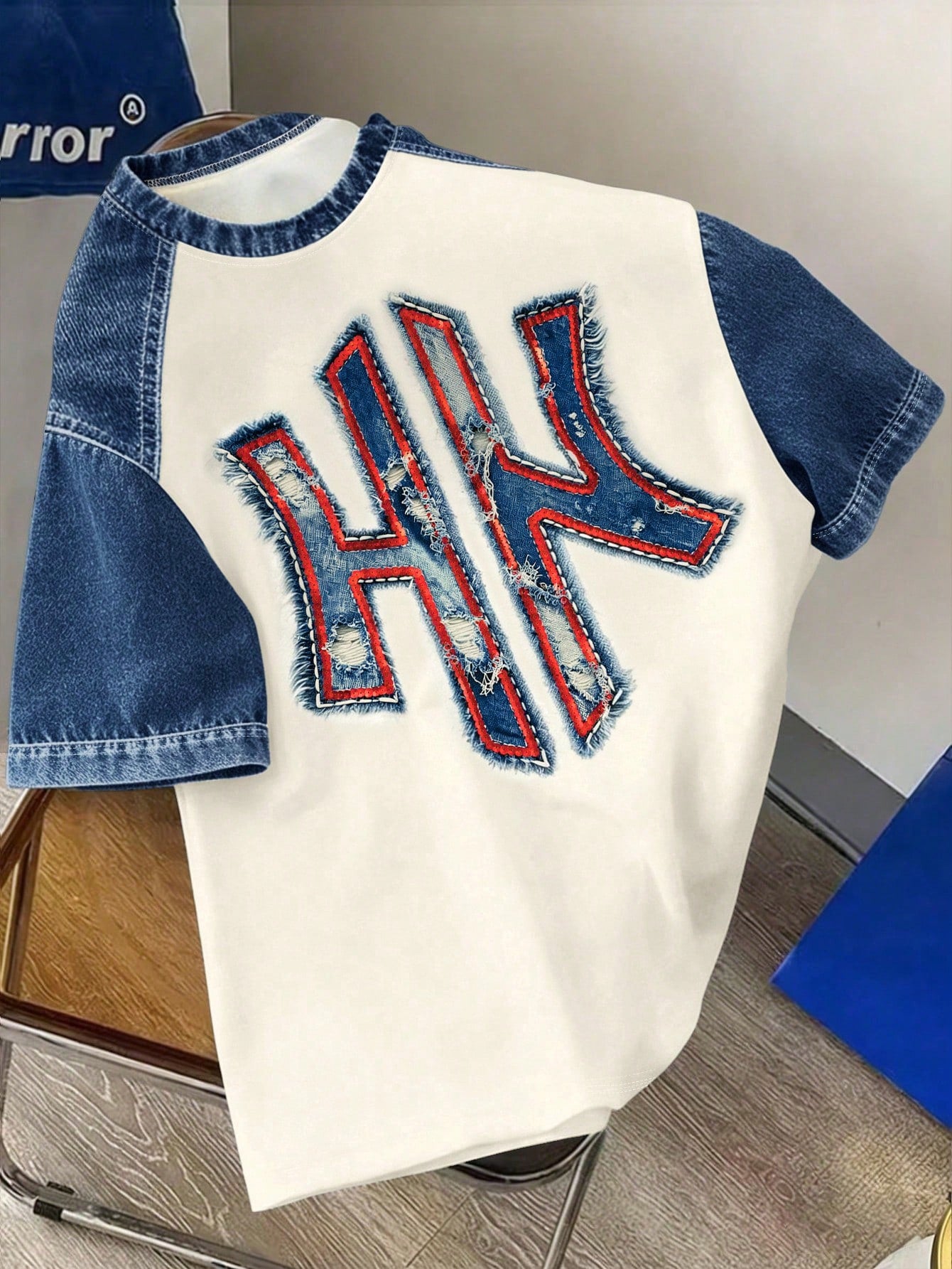 Manfinity Joysei Men's Patchwork Graphic T-Shirt Retro Style