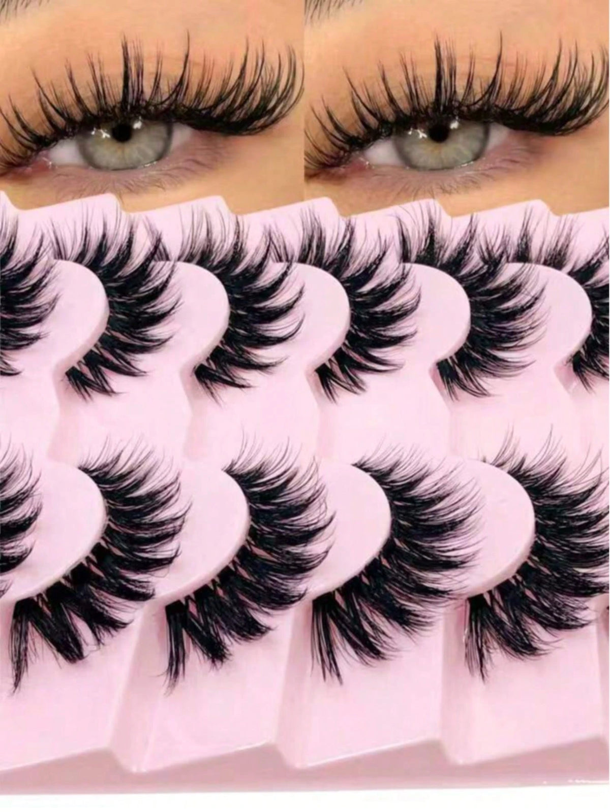 Women's 7 Pairs 3D Faux Mink Cat Eye False Eyelashes Set