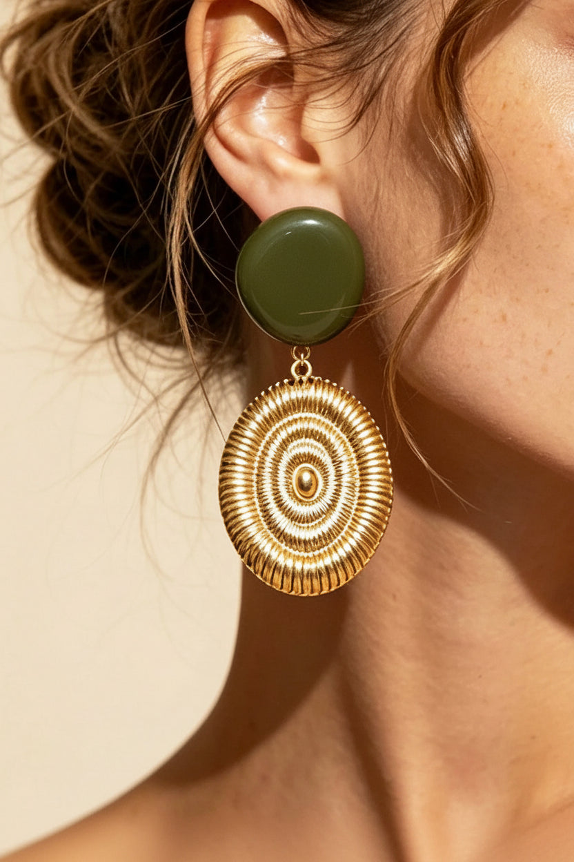 Women's Vintage Asymmetrical Geometric Resin Dangle Earring Set