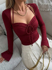 Women's Valentine's Day Color Block Flare Sleeve T-Shirt
