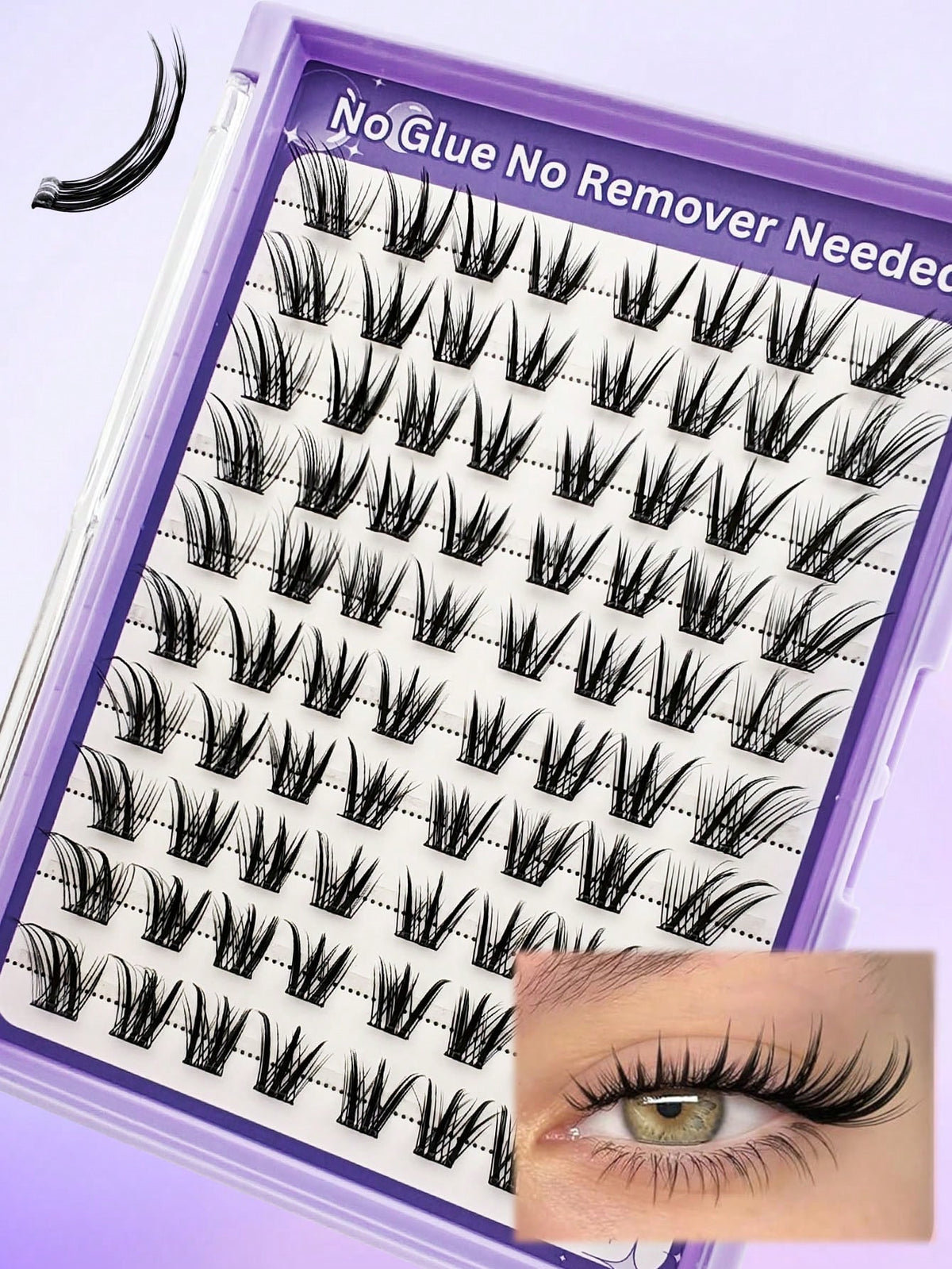 Women's 80pcs C Curl Self-Adhesive Fox Eye Eyelash Cluster Set