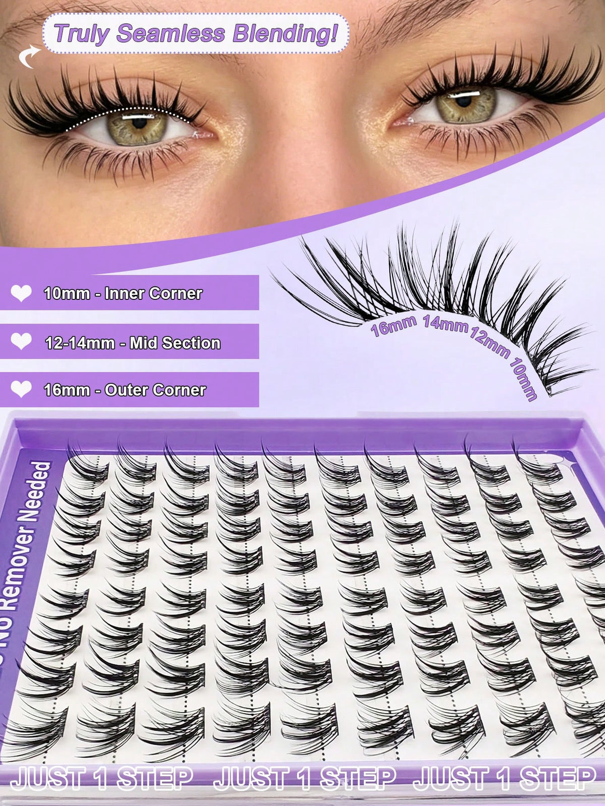 Women's 80pcs C Curl Self-Adhesive Fox Eye Eyelash Cluster Set